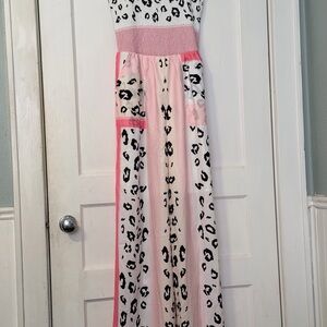 Pink Leopard jumper with Smocked Waist